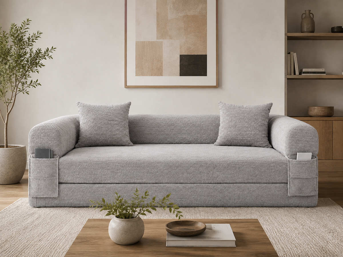 SOFÁ CAMA "OMEGA" - GRIS CLARO