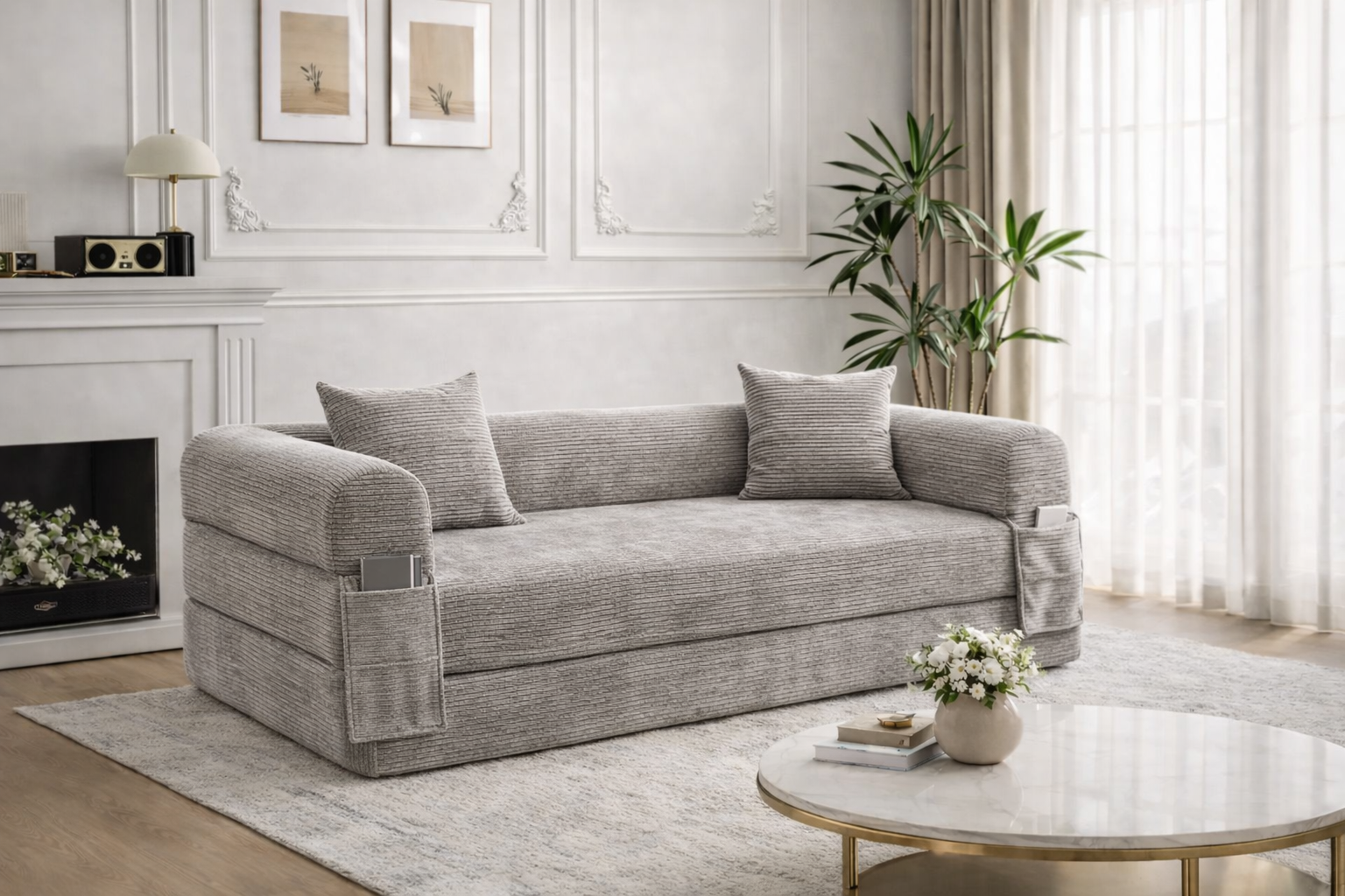SOFÁ CAMA "OMEGA" - GRIS CLARO