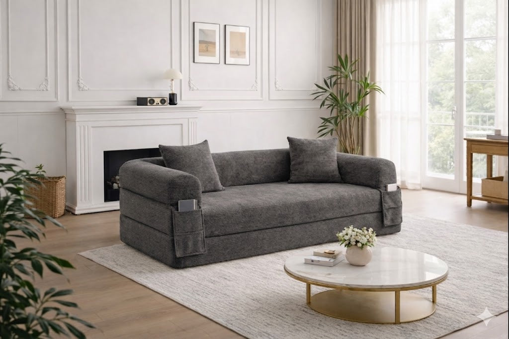 SOFÁ CAMA "OMEGA" - GRIS OSCURO